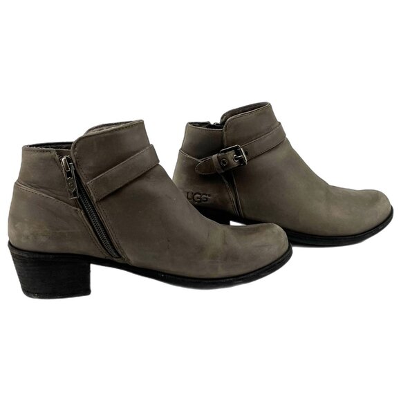 UGG Gray Zip Up Ankle Boots | Size 7 - Stylish & Comfy - Picture 1 of 4
